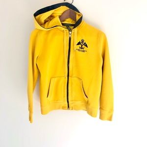 Ralph Lauren Yellow Zip-Up Hoodie with Navy Trim
